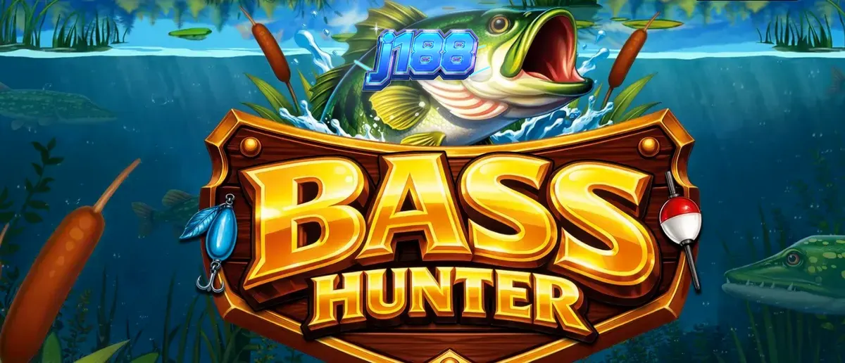 Bass Hunter slot game interface featuring underwater fishing theme